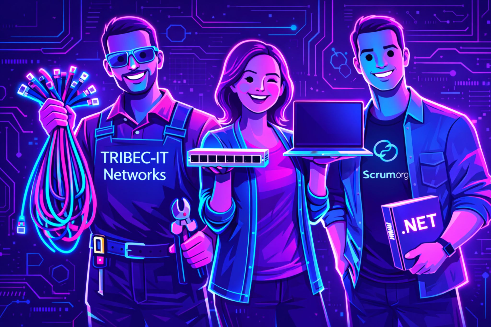 Illustration des services informatiques TRIBEC-IT : logiciels, réseaux et assistance